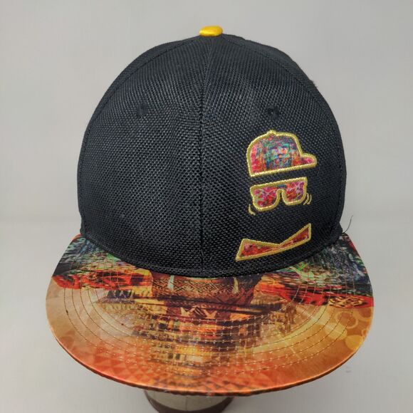 Revolution Men's Fitted Flat Bill Cap Black 100% Hemp Embroidered Logo - Picture 3 of 14